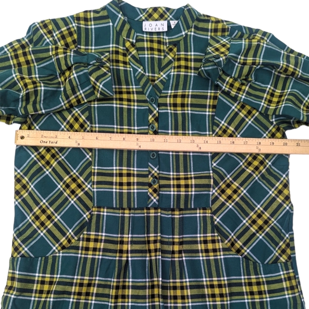 Joan Rivers Long Sleeve Plaid Popover Top Bouse NWOT Womens 8 Medium Green Bay - Picture 7 of 10